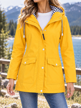 Women’s Waterproof Rain Jacket Hooded Zip Front Flap Pockets – Outdoor Market Visits