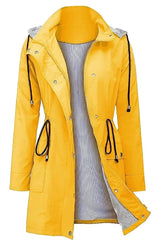 Women’s Weatherproof Rain Jacket Hooded Snap-Front Drawstring Waist – Rainy Day Commutes