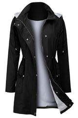 Women’s Weatherproof Rain Jacket Hooded Snap-Front Drawstring Waist – Rainy Day Commutes