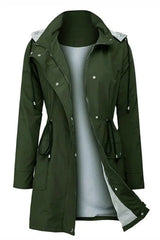 Women’s Weatherproof Rain Jacket Hooded Snap-Front Drawstring Waist – Rainy Day Commutes