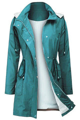 Women’s Weatherproof Rain Jacket Hooded Snap-Front Drawstring Waist – Rainy Day Commutes