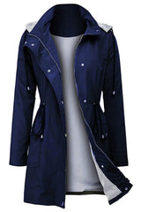 Women’s Weatherproof Rain Jacket Hooded Snap-Front Drawstring Waist – Rainy Day Commutes