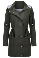 Women’s Weatherproof Rain Jacket Hooded Snap-Front Drawstring Waist – Rainy Day Commutes