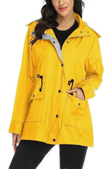 Women’s Weatherproof Rain Jacket Hooded Snap-Front Drawstring Waist – Rainy Day Commutes