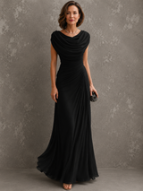 Women’s Wedding Guest Maxi Dress Cowl Neck Ruched Waist Sleeveless – Formal Receptions