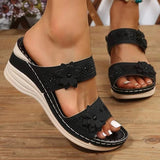 Women's Wedge Sandals Floral Strap Open Toe Slide – Garden Party