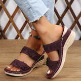 Women's Wedge Sandals Floral Strap Open Toe Slide – Garden Party
