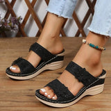 Women's Wedge Sandals Floral Strap Open Toe Slide – Garden Party