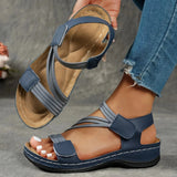 Women's Wedge Sandals Open Toe Braided Strap Hook Loop – Daytime Outings