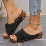 Women's Wedge Slide Sandals Open Toe Wide Strap – Beach Vacation