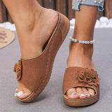Women's Wedge Slide Sandals Open Toe Wide Strap – Beach Vacation