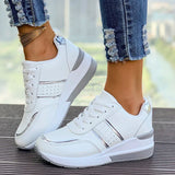 Women's Wedge Sneakers Lace Up Perforated Low Top – Casual Outings