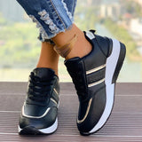 Women's Wedge Sneakers Lace Up Perforated Low Top – Casual Outings