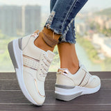 Women's Wedge Sneakers Lace Up Perforated Low Top – Casual Outings