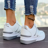 Women's Wedge Sneakers Lace Up Perforated Low Top – Casual Outings