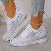Women's Wedge Sneakers Low Top Lace Up – Round Toe Openwork Casual
