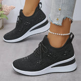 Women's Wedge Sneakers Low Top Lace Up – Round Toe Openwork Casual