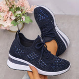 Women's Wedge Sneakers Low Top Lace Up – Round Toe Openwork Casual