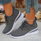 Women's Wedge Sneakers Low Top Lace Up – Round Toe Openwork Casual
