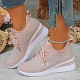 Women's Wedge Sneakers Low Top Lace Up – Round Toe Openwork Casual