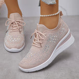 Women's Wedge Sneakers Low Top Lace Up – Round Toe Openwork Casual