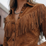 Women’s Western Shirt Point Collar Button Front Fringe Detail – Country Fair Visits