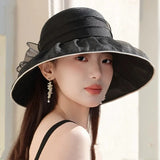 Women's Wide Brim Sun Hat Woven Floral – Beach Vacation Boho Summer