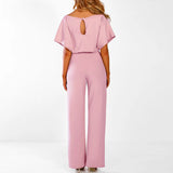 Women's Wide Leg Jumpsuit Draped Cape Sleeve Tie Waist – Cocktail Party