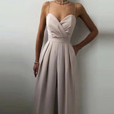 Women's Wide Leg Jumpsuit Spaghetti Strap Wrap Front – Wedding Guest