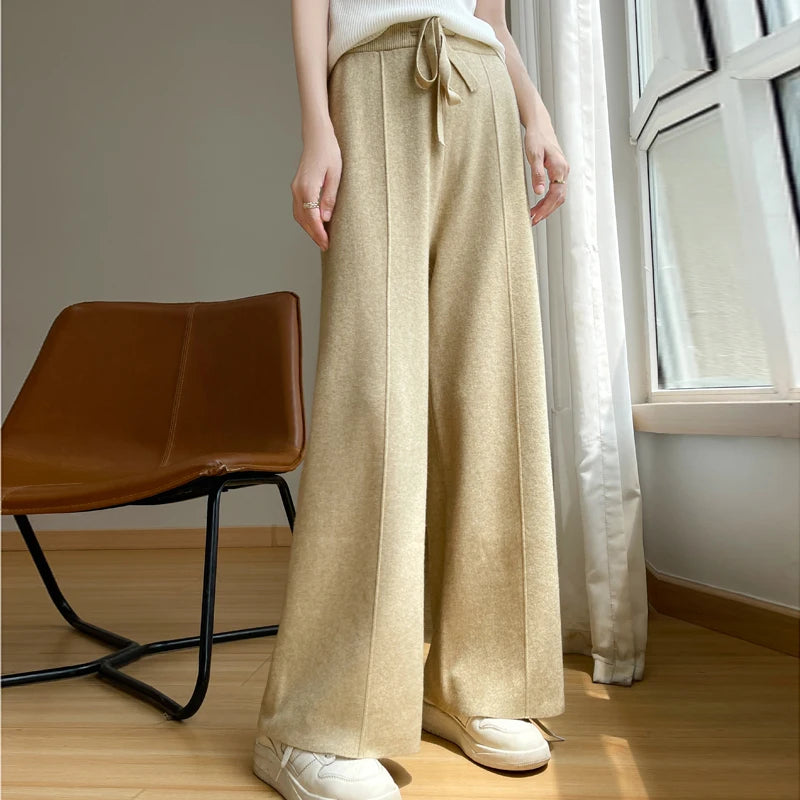 Women's Wide Leg Lounge Pants Drawstring Waist – Easygoing Daily Wear