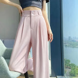 Women's Wide Leg Pants Black High Waist Pleated – Smart Casual
