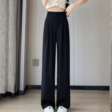 Women's Wide Leg Pants Black High Waist Pleated – Smart Casual