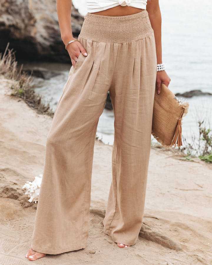 Women's Wide Leg Pants High Waist Pull-On – Beach Vacation