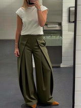 Women's Wide-Leg Pants Pleated Front Full Length – Office Presentation