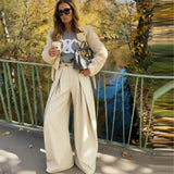 Women's Wide-Leg Pants Pleated Front Full Length – Office Presentation