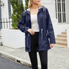 Women's Windbreaker Rain Jacket Hooded Full Zip Mid-Thigh – Seasonal Weather Wear