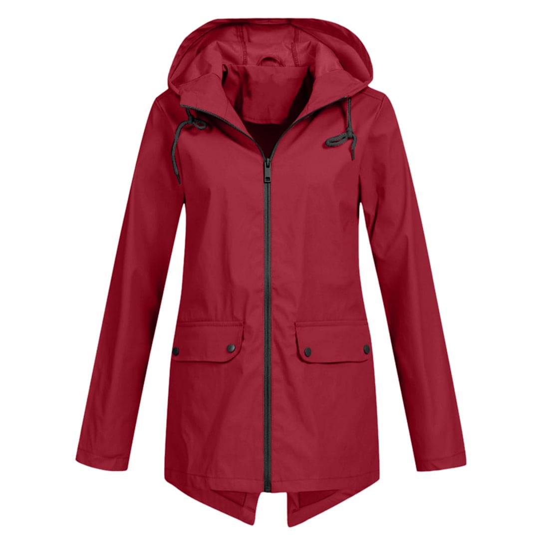 Women's Windbreaker Rain Jacket Hooded Zip Front High Collar – Outdoor Wear