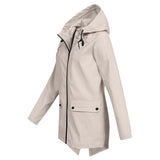 Women's Windbreaker Rain Jacket Hooded Zip Front High Collar – Outdoor Wear