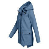 Women's Windbreaker Rain Jacket Hooded Zip Front High Collar – Outdoor Wear