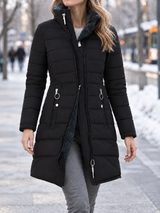 Women’s Winter Hooded Faux Fur Quilted Coat Zip Front – Snowy City Walks