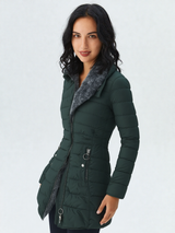 Women’s Winter Hooded Faux Fur Quilted Coat Zip Front – Snowy City Walks