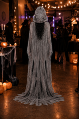 Women's Witch Costume Hooded Cape Distressed Long Sleeve – Halloween Festival