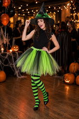 Women's Witch Costume Pointed Hat Tutu Skirt Stockings – Halloween Carnival