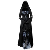 Women's Witch Dress Hooded Lace-Up Flare Sleeve – Halloween Moonlight Event