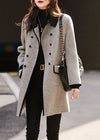Women’s Wool Coat Double-Breasted Front Contrast Trim Flap Pockets – Winter Conferences