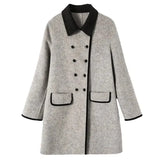 Women’s Wool Coat Double-Breasted Front Contrast Trim Flap Pockets – Winter Conferences