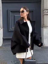 Women’s Wool Jacket Angled Button Front Notched Collar – City Cafe Stops