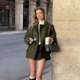 Women’s Wool Jacket Angled Button Front Notched Collar – City Cafe Stops