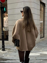 Women’s Wool Jacket Angled Button Front Notched Collar – City Cafe Stops