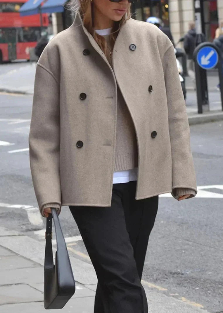 Women’s Wool Jacket Stand Collar Button Front – Gallery Visits